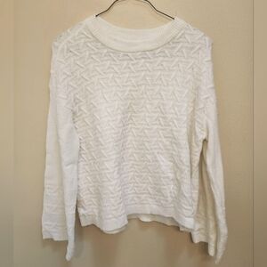 White Textured Knit Sweater
